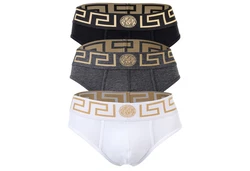 Versace Herren Slip TOPEKA (3er Pack) Lila/Gold/Orange/Weiß/Gelb/Schwarz/Braun