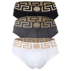 Versace Herren Slip TOPEKA (3er Pack) Lila/Gold/Orange/Weiß/Gelb/Schwarz/Braun