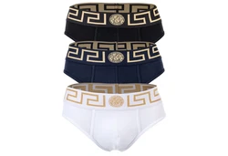 Versace Herren Slip TOPEKA (3er Pack) Dunkelblau/Lila/Weiß/Gold/Gelb/Blau/Braun