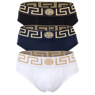 Versace Herren Slip TOPEKA (3er Pack) Dunkelblau/Lila/Weiß/Gold/Gelb/Blau/Braun