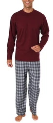 Normann Pyjama Herren Schlafanzug lang Dunkelrot/Bordeaux