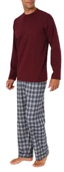 Normann Pyjama Herren Schlafanzug lang Dunkelrot/Bordeaux