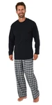 Normann Pyjama Herren Schlafanzug lang Grau/Dunkelblau/Dunkelgrau/Schwarz