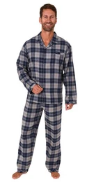 Pyjama Herren Flanell Schlafanzug langarm zum durchknpfen - 291 15 537