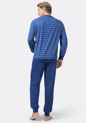 Hajo Pyjama Bügelfrei Atmungsaktiv Blau