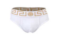 Versace Herren Slip TOPEKA (3er Pack) Dunkelblau/Lila/Weiß/Gold/Gelb/Blau/Braun