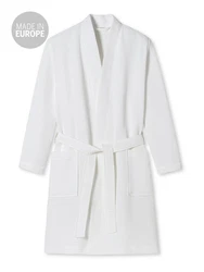 Schiesser Bademantel Kimono Elegant Weiß/Creme/Grau