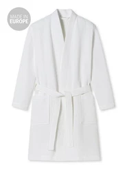 Schiesser Bademantel Kimono Elegant Weiß/Creme/Grau