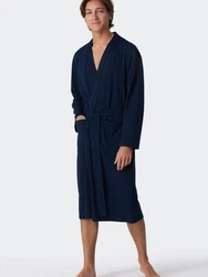 Schiesser Bademantel Kimono Elegant Dunkelblau
