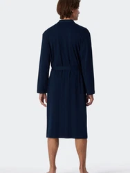Schiesser Bademantel Kimono Elegant Dunkelblau