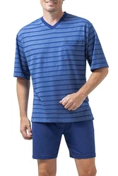 Hajo Shorty Klima Light Herren Schlafanzug Set Blau/Hellblau