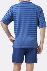 Hajo Shorty Klima Light Herren Schlafanzug Set Blau/Hellblau