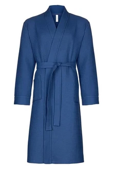Taubert Bademantel Spa Thalasso Herren Kimono-Stil Blau/Dunkelblau