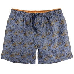 Badeshorts Groe Gren Badeshorts blaugrau-ocker florales Muster