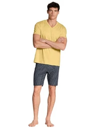 Pyjama Herren Kurzpyjama 46367 gelb (1 Stck, 1 tlg., 1 Stck)
