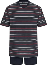 Pyjama Herren-Shorty Single-Jersey Streifen