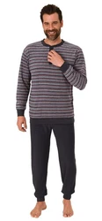 Trend by Normann Pyjama Herren Schlafanzug Grau/Dunkelblau/Lila