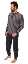 Trend by Normann Pyjama Herren Schlafanzug Grau/Dunkelblau/Lila