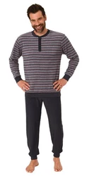 Trend by Normann Pyjama Herren Schlafanzug Grau/Dunkelblau/Lila