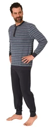 Trend by Normann Pyjama Herren Schlafanzug Dunkelblau/Grau/Blau