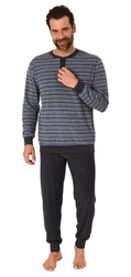 Trend by Normann Pyjama Herren Schlafanzug Dunkelblau/Grau/Blau