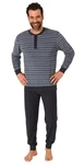 Trend by Normann Pyjama Herren Schlafanzug Dunkelblau/Grau/Blau