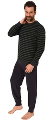 Trend by Normann Pyjama Herren langarm Schlafanzug Dunkelgrün/Khaki/Grün/Grau/Dunkelblau