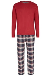 Phil & Co. Schlafanzug FLANELL Pyjamahose Rot/Dunkelrot