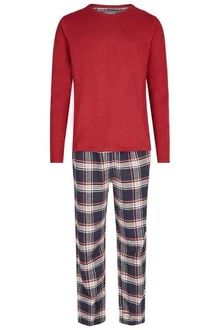Phil & Co. Schlafanzug FLANELL Pyjamahose Rot/Dunkelrot
