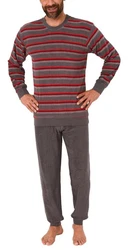 Normann Pyjama Herren lang Schlafanzug  Rot/Dunkelrot/Grau/Braun