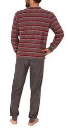 Normann Pyjama Herren lang Schlafanzug  Rot/Dunkelrot/Grau/Braun