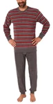 Normann Pyjama Herren lang Schlafanzug  Rot/Dunkelrot/Grau/Braun