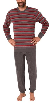 Normann Pyjama Herren lang Schlafanzug  Rot/Dunkelrot/Grau/Braun
