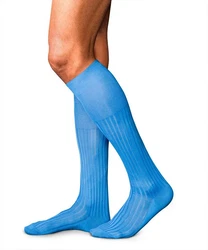 FALKE Kniestrümpfe No. 13 Finest Piuma Cotton Blau/Hellblau