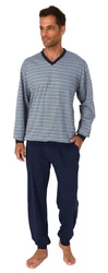 Normann Pyjama Herren Schlafanzug Grau/Blau/Dunkelblau