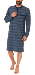 Normann Pyjama Herren Nachthemd langarm Grau/Dunkelblau/Blau/Lila
