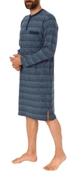Normann Pyjama Herren Nachthemd langarm Grau/Dunkelblau/Blau/Lila