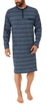 Normann Pyjama Herren Nachthemd langarm Grau/Dunkelblau/Blau/Lila
