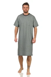 Pyjama Herren Nachthemd kurzarm in Karo Optik - auch in bergren