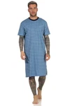 Normann Pyjama Herren Nachthemd kurzarm Blau/Hellblau/Grau/Dunkelblau