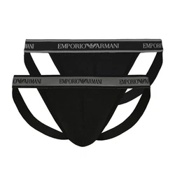 Emporio Armani String Jockstraps Stretch Cotton (2-St) mit doppelt verarbeitetem Frontbereich 