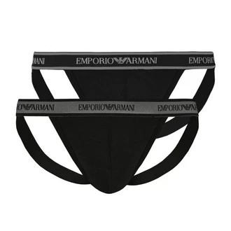 Emporio Armani String Jockstraps Stretch Cotton (2-St) mit doppelt verarbeitetem Frontbereich 