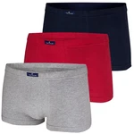 TOM TAILOR Unterhemd Hip Pants Retro Boxer Shorts (3er Pack) dunkelblau/graumeliert/hellrot