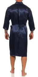 EloModa Morgenmantel Herren Robe Bademantel Dunkelblau/Blau
