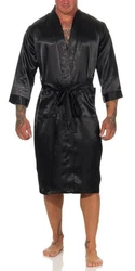EloModa Morgenmantel Herren Robe Bademantel Grau/Schwarz/Dunkelgrau