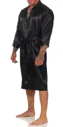 Morgenmantel Herren Morgenmantel Robe Bathrobe Bademantel Satin, M L XL 2XL, wadenlang, Polyester
