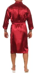 EloModa Morgenmantel Herren Robe Bademantel Rot/Dunkelrot