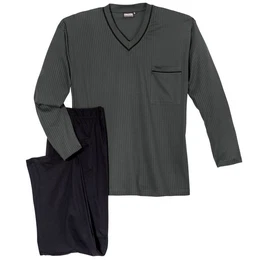 Pyjama Groe Gren Herren Pyjama dunkelgrau-schwarz gestreift (2 tlg)