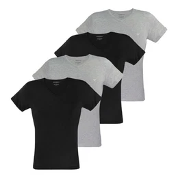 Unterziehshirt V-Neck Pure Cotton (4-St) mit kleinem Logo auf der linken Brust