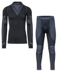 Ladeheid Funktionsunterhemd Herren Funktionsunterwäsche SET Shirt Unterhose Thermoaktiv Schwarz/Dunkelgrau/Grau